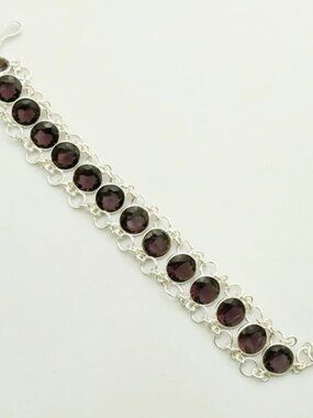 Exquisite Amethyst Gemstone Sterling Silver Bracelet  28 Gms